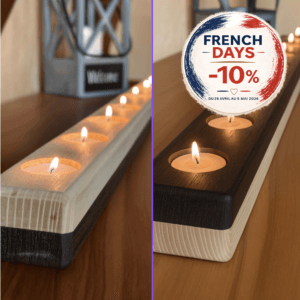 Bougeoir artisanal 10 bougies | Wengé et frêne