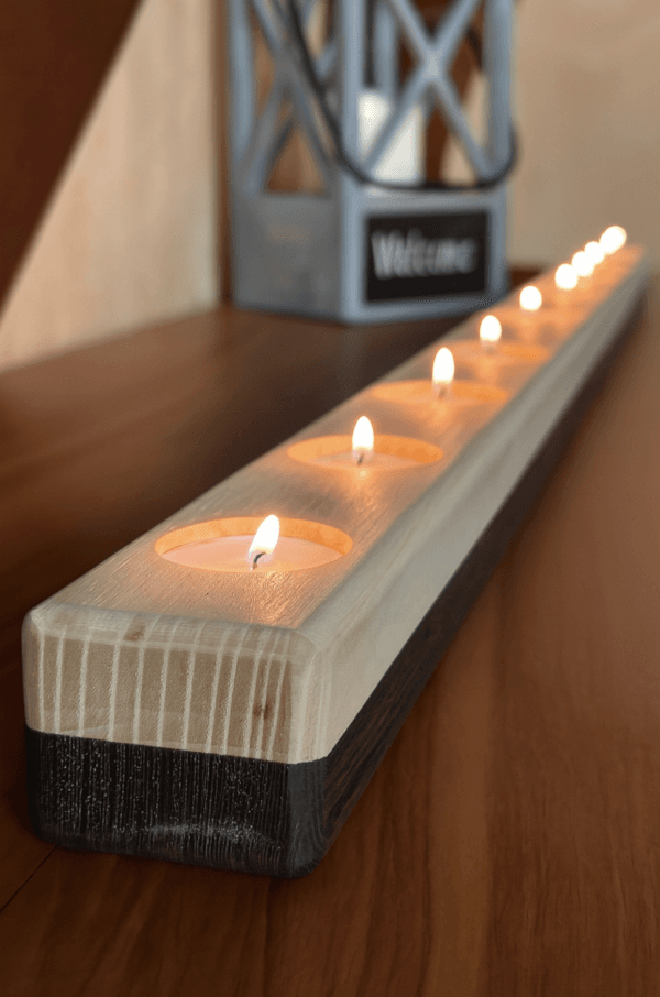 Bougeoir artisanal 10 bougies | Wengé et frêne – Image 5