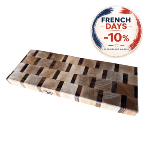 Planche déco ou planche à découper en bois de bout | Hêtre et noyer