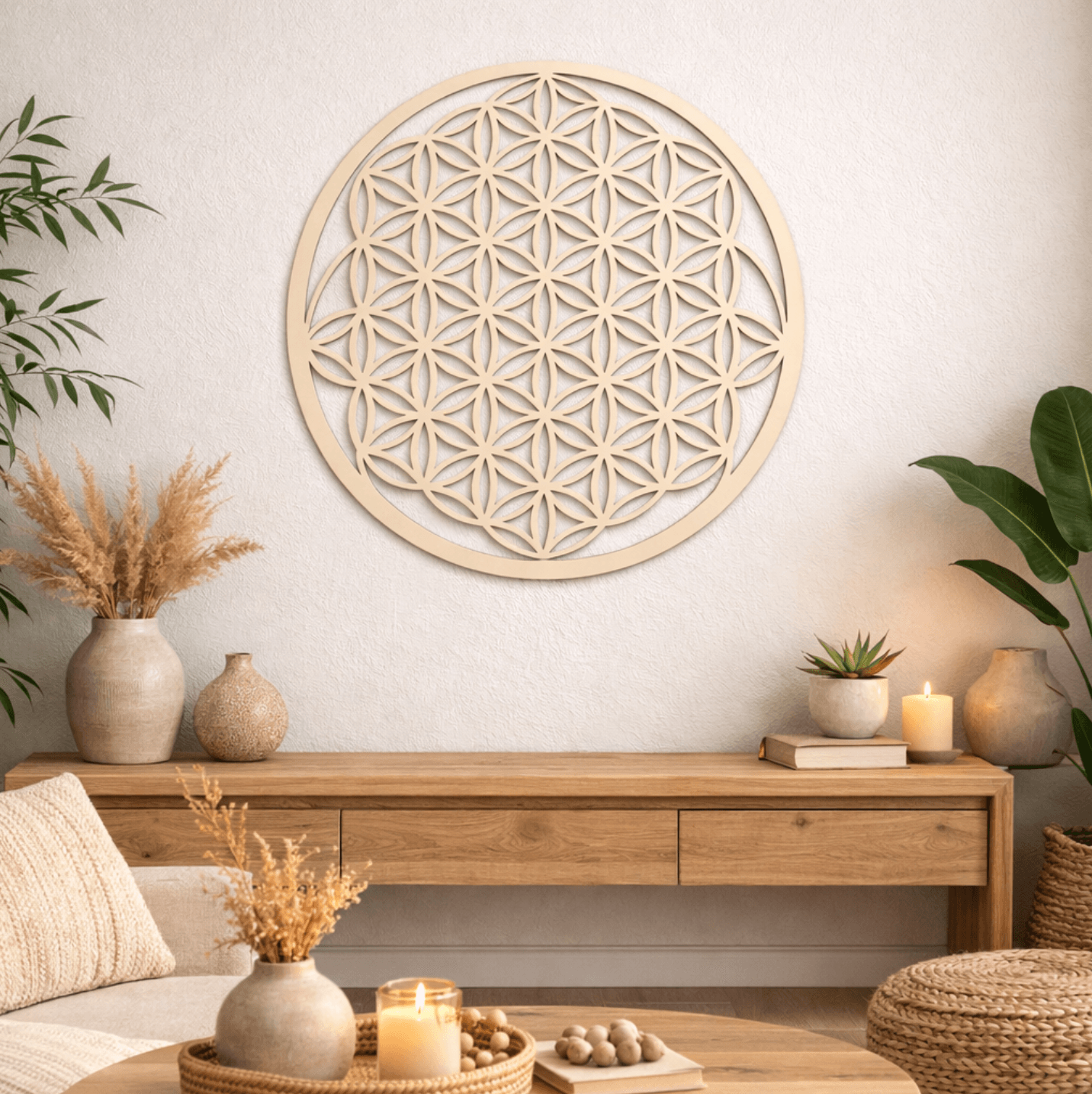 Fleur de Vie en bois | Diamètre 60 cm – Image 2