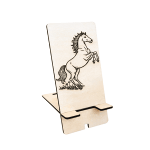 Support téléphone cheval en bois "Fougue" gravé au laser | 15 x 7 cm