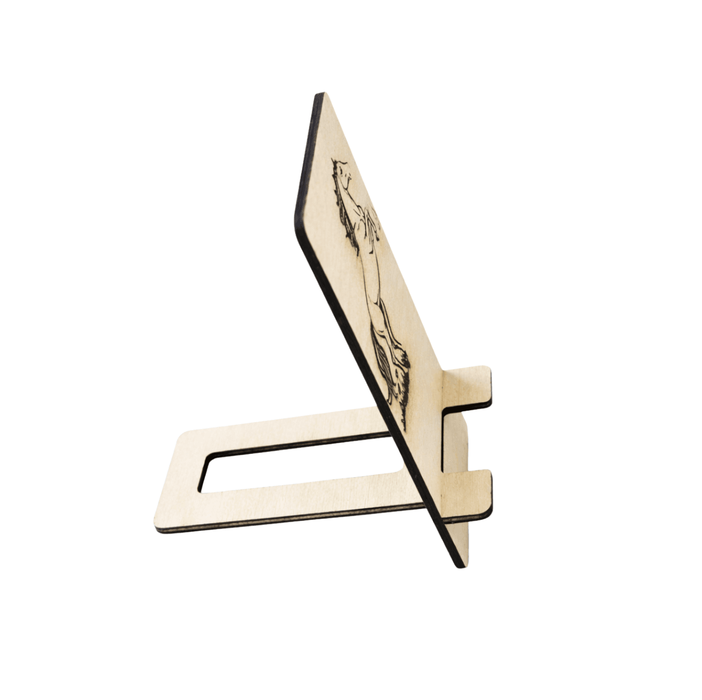 Support téléphone cheval en bois "Fougue" gravé au laser | 15 x 7 cm – Image 2