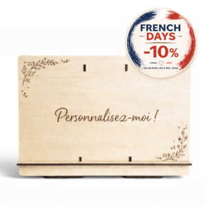 Support tablette en bois gravé au laser personnalisable