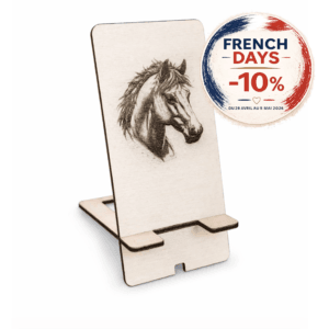 Support téléphone cheval en bois "Allure" gravé au laser | 15 x 7 cm