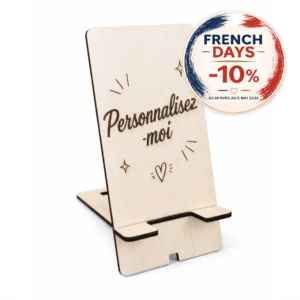 Support téléphone en bois personnalisable gravé au laser