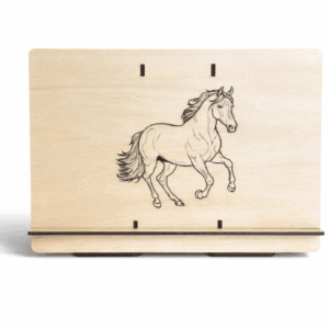 Support tablette en bois gravé au laser "Cheval"