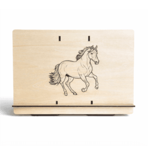 Support tablette en bois gravé au laser "Cheval"
