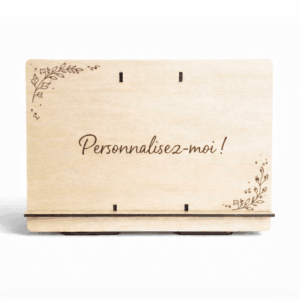 Support tablette en bois gravé au laser personnalisable