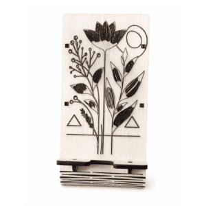 Support téléphone en bois "Floraison" gravé au laser | 15 x 7 cm