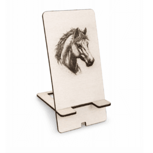 Support téléphone cheval en bois "Allure" gravé au laser | 15 x 7 cm