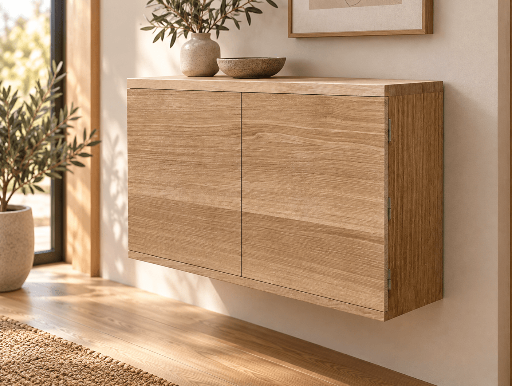 Meuble suspendu en chêne sur mesure